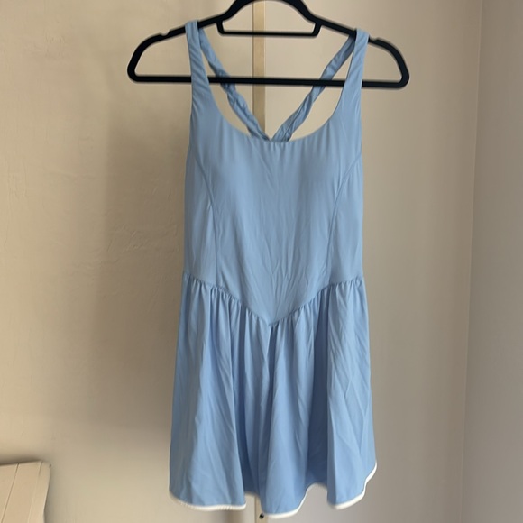 Cupshe Pale Blue Active Dress with Cross back and White trim - Picture 3 of 8